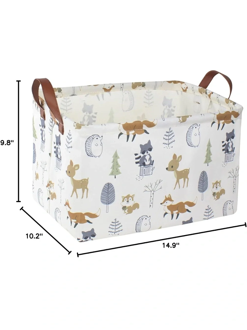 Neutral Woodland Animal Fabric Storage Bin - Cream and Pink